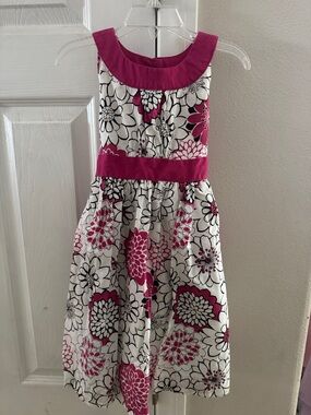 Savannah White Dress with Fuchsia Floral Print